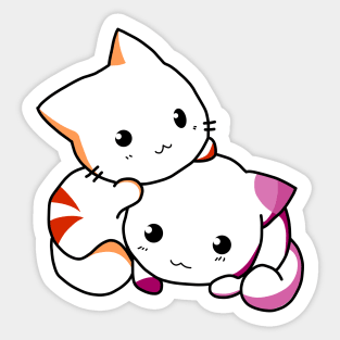 Cuddling Cats in Lesbian Pride Flag Colors Sticker